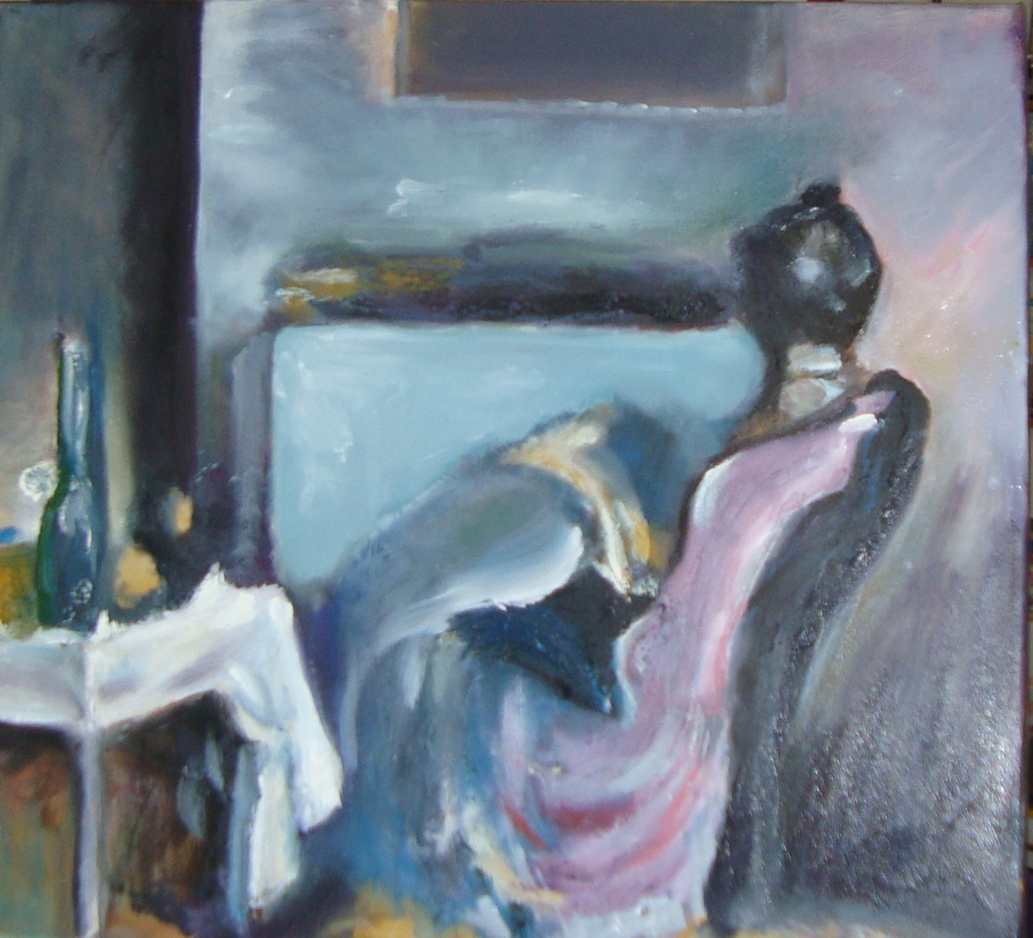frei nach:  Henri Matisse, Lesende in violettem Kleid